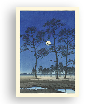 川瀬巴水 Kawase Hasui|富山原的冬月