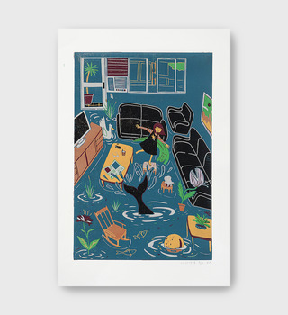 原作版畫|蔡詠欣 XINs | 客廳遊戲 Games in the Living Room