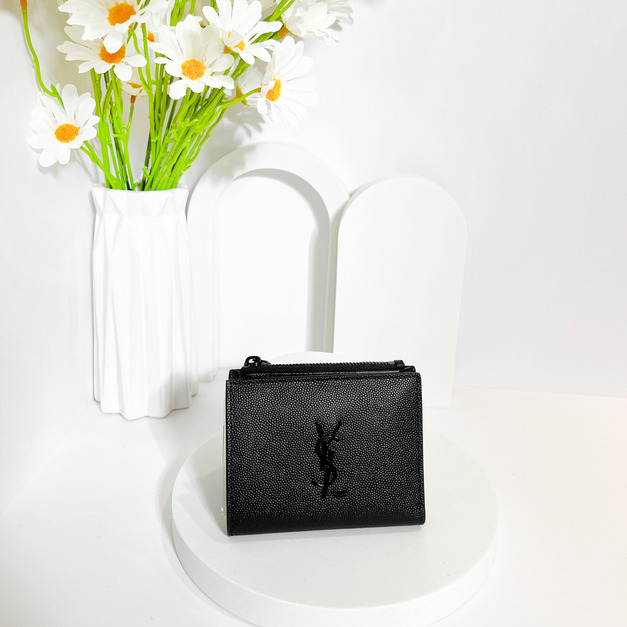 Saint Laurent Paris YSL 對開零錢袋短夾 啞光黑 Saint Laurent Paris YSL 對開零錢袋短夾 啞光黑