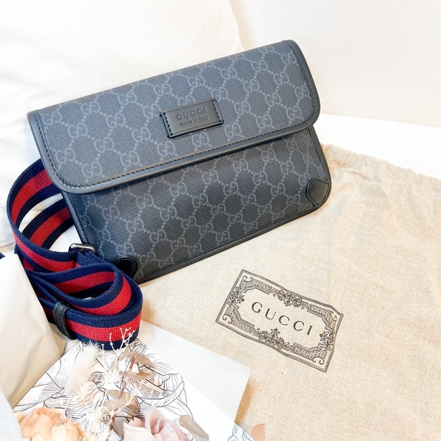 GUCCI GG Supreme 虎頭帆布腰包 黑老花 GUCCI GG Supreme 虎頭帆布腰包 黑老花