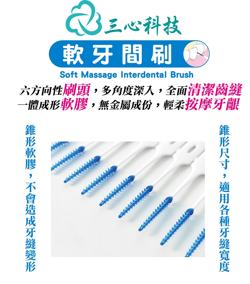 三心軟牙間刷取代傳統I型牙間刷L型牙間刷