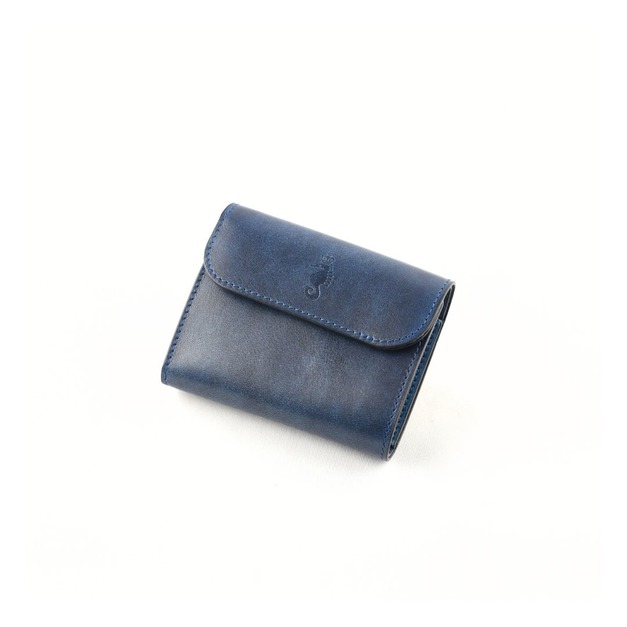 【Takumics】Quattro Plus 迷你短夾 / 日本姬路藍染革