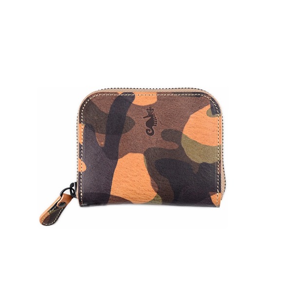 【Takumics】Sei 弧形拉鍊短夾 / 義大利植鞣迷彩革