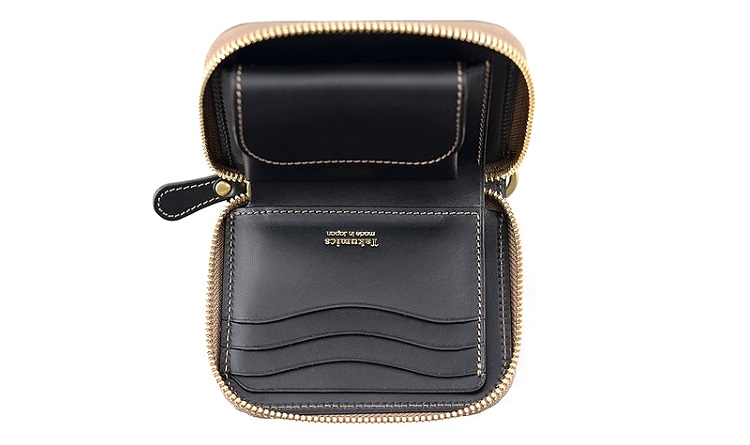 日本製【Takumicsタクミクス】拉鍊短夾 拉鍊銀包 義大利植鞣革 - 皮夾/長短夾/錢包 - 真皮 黑色