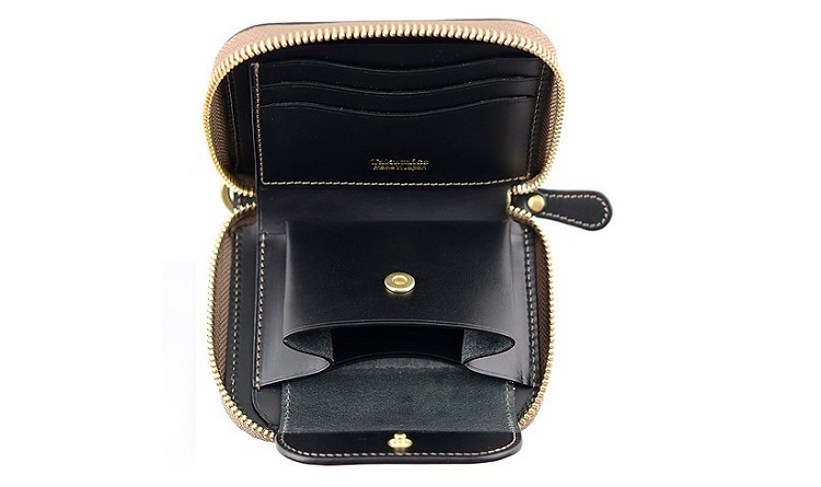 日本製【Takumicsタクミクス】拉鍊短夾 拉鍊銀包 義大利植鞣革 - 皮夾/長短夾/錢包 - 真皮 黑色