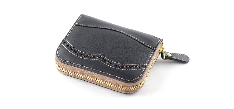 日本製【Takumicsタクミクス】拉鍊短夾 拉鍊銀包 義大利植鞣革 - 皮夾/長短夾/錢包 - 真皮 黑色