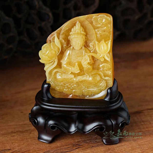 天然蜜蠟持連觀音雕件 100mm RDC004 | 嘉南佛教文物 天然蜜蠟持連觀音雕件 100mm RDC004 | 嘉南佛教文物