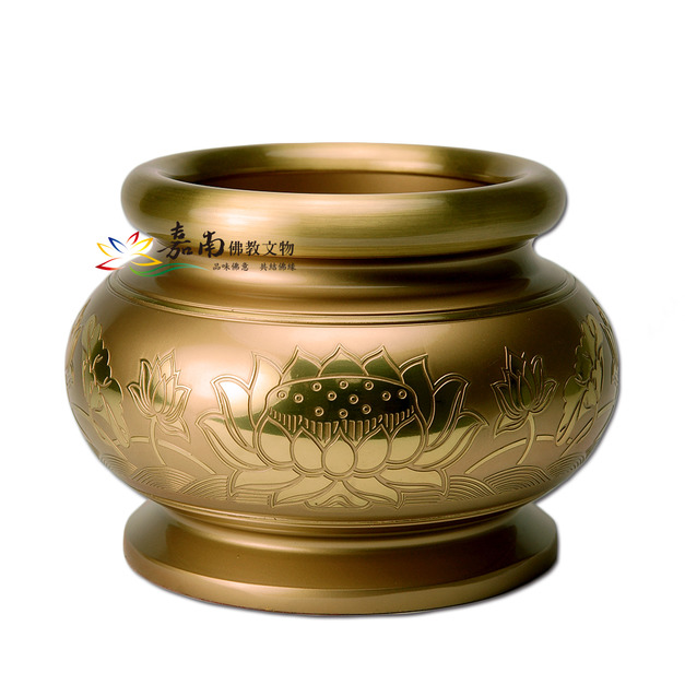 粉金一級金唇蓮花銅爐(6寸) 粉金一級金唇蓮花銅爐(6寸)