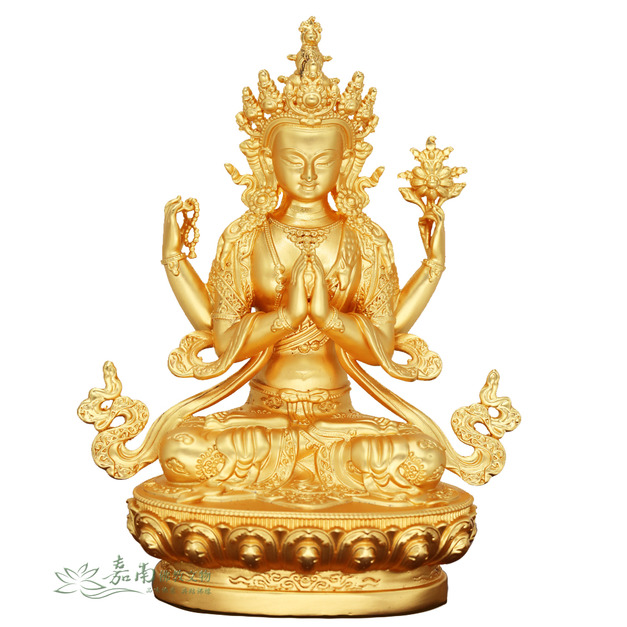 四臂觀音-鍍純金密宗佛像(3寸) 四臂觀音-鍍純金密宗佛像(3寸)