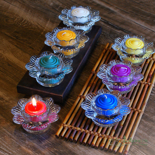 藥師七佛琉璃光明燈(七色酥油蠟燭、蓮花杯燭台) 藥師七佛琉璃光明燈(七色酥油蠟燭、蓮花杯燭台)