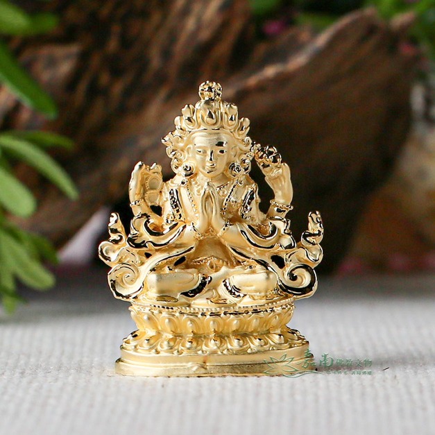 雙色鎏金四臂觀音-小(6cm) 雙色鎏金四臂觀音-小(6cm)