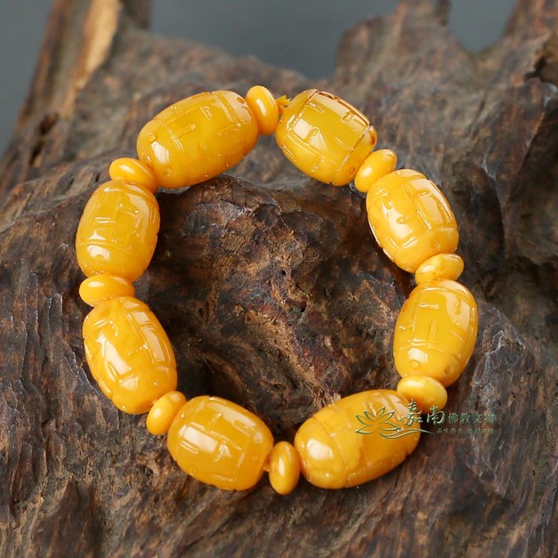 天然蜜蠟手珠 (15mm雕刻桶珠) (網路限定特價) 2023017 天然蜜蠟手珠 (15mm雕刻桶珠) (網路限定特價) 2023017