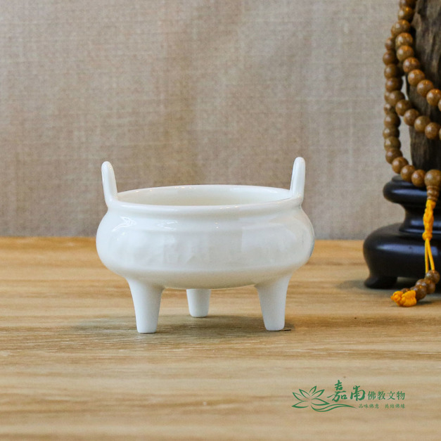 陶瓷羊脂玉雙耳爐 |盤香/塔香皆可 ,供佛用香爐 陶瓷羊脂玉雙耳爐 |盤香/塔香皆可 ,供佛用香爐