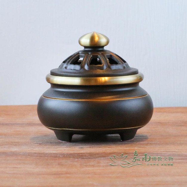 仿古三足特大素面淨爐|霧黑金邊,供佛薰香皆宜 仿古三足特大素面淨爐|霧黑金邊,供佛薰香皆宜