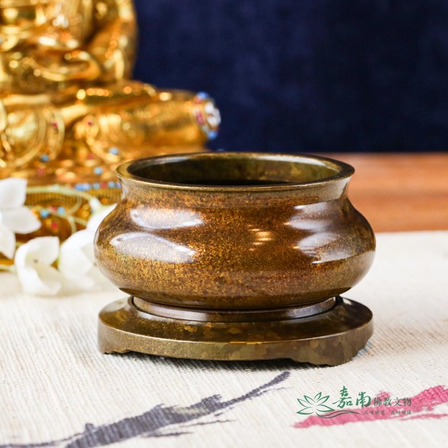 九品3寸仿古雪花宣德爐(含底座)|灑金質感 ,沈穩大器 九品3寸仿古雪花宣德爐(含底座)|灑金質感 ,沈穩大器