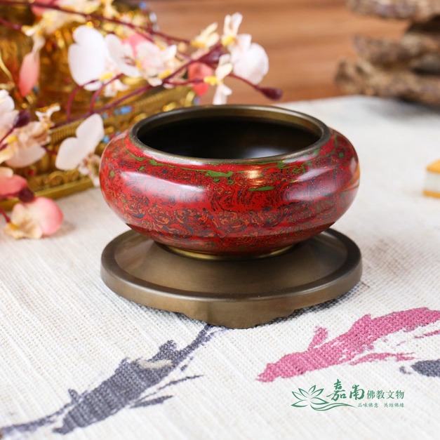 九品3寸金玉滿堂銅缽(含底座)|紅綠金彩繪・居家財位,焚香薰香皆宜 九品3寸金玉滿堂銅缽(含底座)|紅綠金彩繪・居家財位,焚香薰香皆宜
