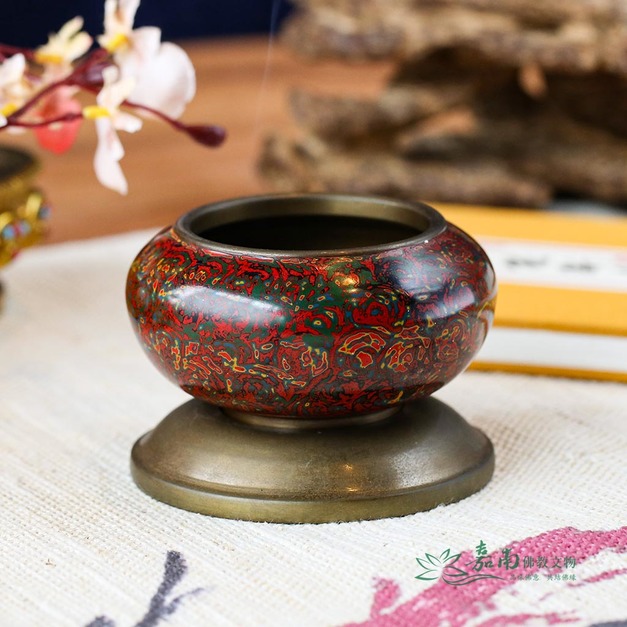 九品2寸金玉滿堂銅缽(含底座)|紅綠金彩繪・居家財位,焚香薰香皆宜 九品2寸金玉滿堂銅缽(含底座)|紅綠金彩繪・居家財位,焚香薰香皆宜
