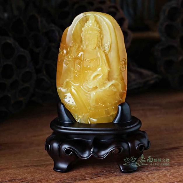 天然蜜蠟如意觀音雕件 115mm RDC005 | 嘉南佛教文物 天然蜜蠟如意觀音雕件 115mm RDC005 | 嘉南佛教文物