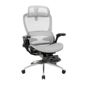 人體工學全網椅 BX高背椅 網布灰白 附腳墊 人體工學全網椅 BX高背椅 網布灰白 附腳墊