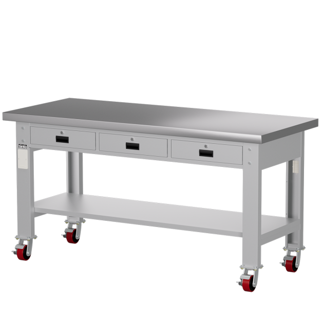 【天鋼 Tanko】WAT-6203SM 移動型重量型不銹鋼工作桌-橫三屜 W180cm|50mm不銹鋼桌板 平均荷重 1000kg 耐磨/耐油/耐高溫 【天鋼 Tanko】WAT-6203SM 移動型重量型不銹鋼工作桌-橫三屜 W180cm|50mm不銹鋼桌板 平均荷重 1000kg 耐磨/耐油/耐高溫