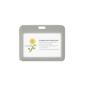 識別證套 橫式 雙面透明滑蓋設計 灰 識別證套 橫式 雙面透明滑蓋設計 灰