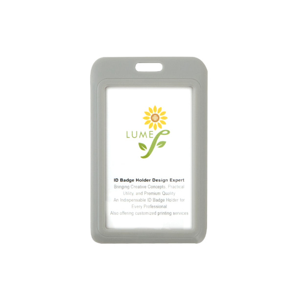 識別證套 直式 雙面透明滑蓋設計 灰 識別證套 直式 雙面透明滑蓋設計 灰