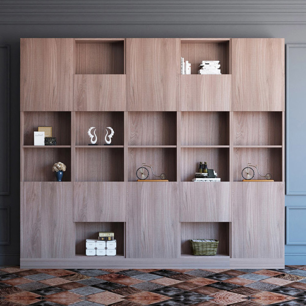 經典風十門十四格7.5尺書房高櫃 W225*H218*D35-D0201621