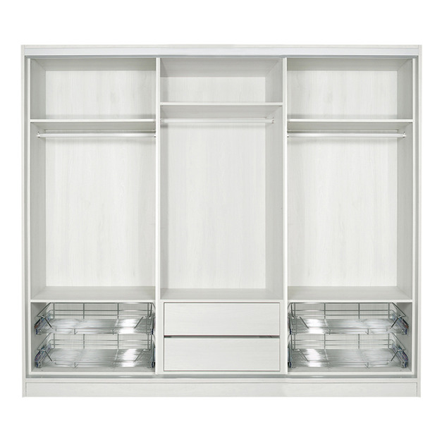 臥房三衣桿四拉籃雙抽屜9尺滑門衣櫃 W275*H234*D65-E0200505 +$7,500