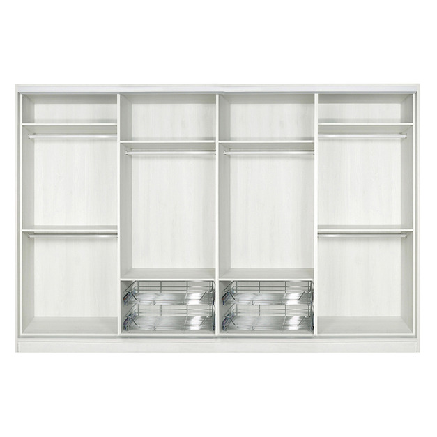 臥房六衣桿四拉籃12尺滑門衣櫃 W365*H234*D65-E0200601