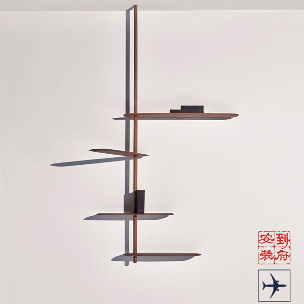 ÚNICA ESTANTERÍA 三層掛式懸浮書架/胡桃木 ÚNICA ESTANTERÍA 三層掛式懸浮書架/胡桃木