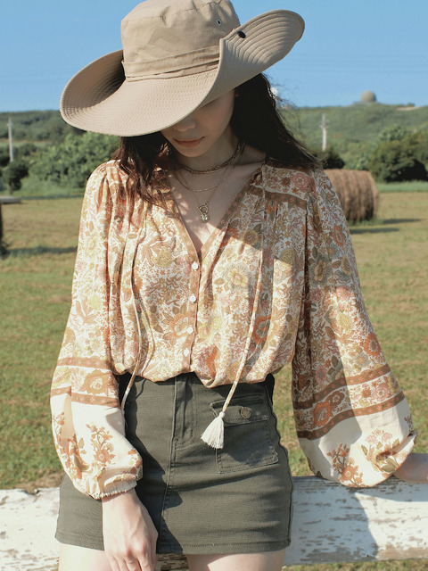 落日花園流蘇印花襯衫 20010275 落日花園流蘇印花襯衫 20010275