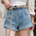 【藍S,灰2XL現貨】歐美風高腰捲邊牛仔短褲(兩色)(SML) 20020175 【藍S,灰2XL現貨】歐美風高腰捲邊牛仔短褲(兩色)(SML) 20020175