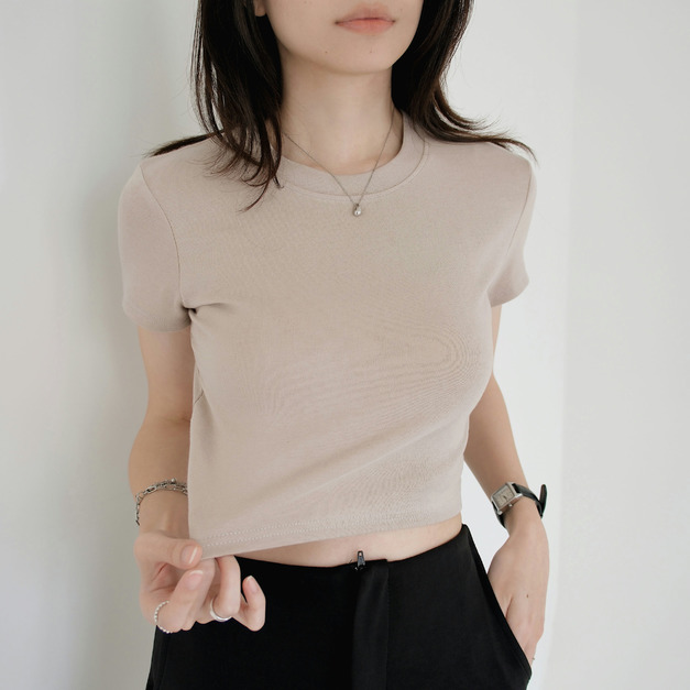 基本百搭彈性圓領T(五色) 20010319