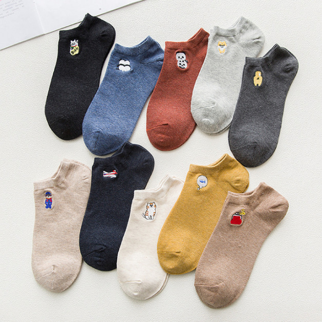 【S012】日系舒適刺繡動物情侶低筒襪(10色) 【S012】日系舒適刺繡動物情侶低筒襪(10色)