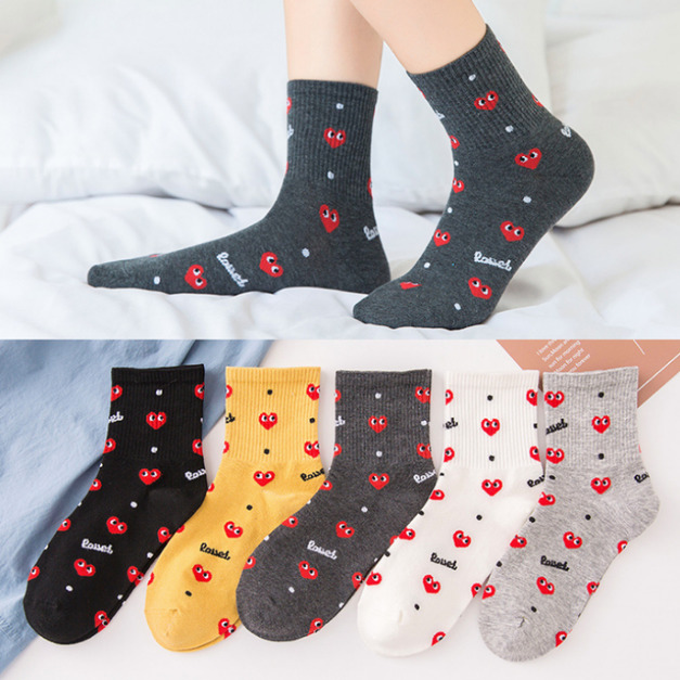 【S090】韓系滿版愛心眼睛中筒襪(5色) 【S090】韓系滿版愛心眼睛中筒襪(5色)