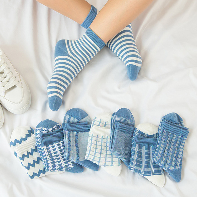 【S148】日系莫蘭迪藍波浪條紋中筒襪(8色) 【S148】日系莫蘭迪藍波浪條紋中筒襪(8色)
