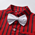 【BB101】韓版小領結紅條紋兩件式吊帶短袖短褲套裝(1色)_4 【BB101】韓版小領結紅條紋兩件式吊帶短袖短褲套裝(1色)_4