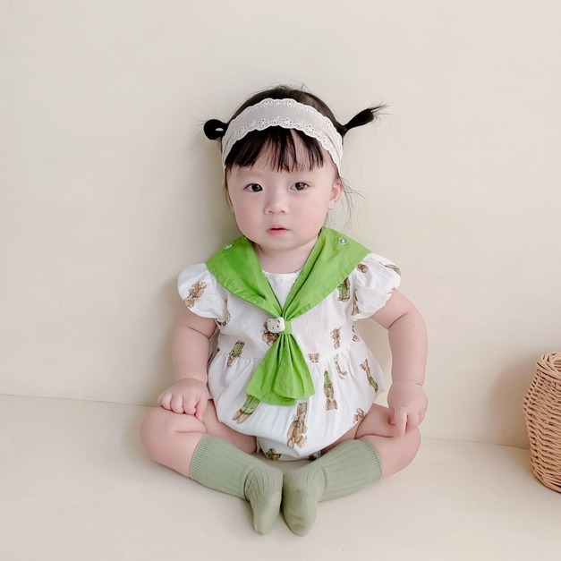 【BA392】韓版小熊水手領短袖包屁衣(1色) 【BA392】韓版小熊水手領短袖包屁衣(1色)