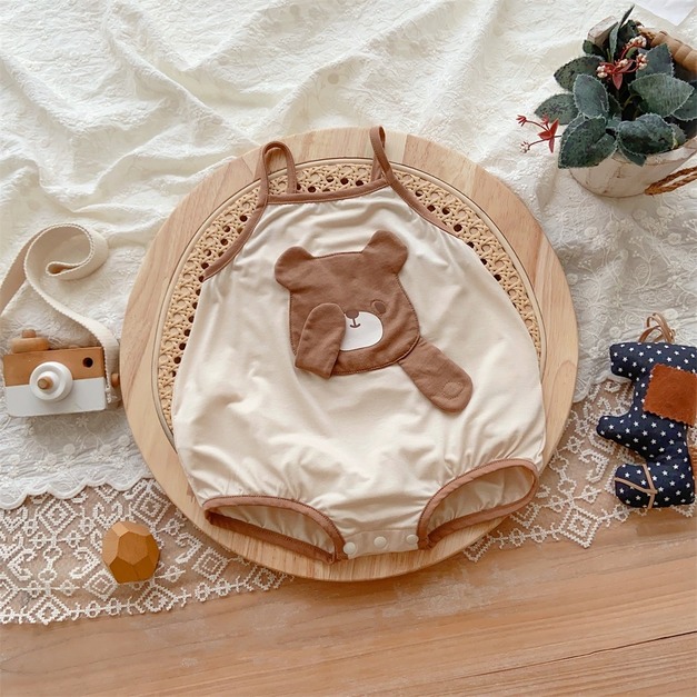 (缺貨)【BA399】韓版立體遮臉熊無袖吊帶包屁衣(1色) (缺貨)【BA399】韓版立體遮臉熊無袖吊帶包屁衣(1色)