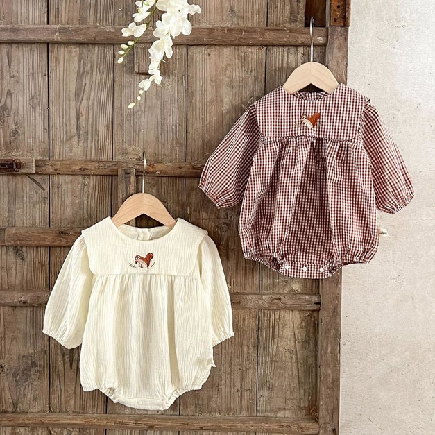 【BA499】韓版刺繡松鼠長袖包屁衣(2色) 【BA499】韓版刺繡松鼠長袖包屁衣(2色)