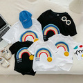 【F046】日系彩虹字母笑臉全家福親子短袖上衣(2色) 【F046】日系彩虹字母笑臉全家福親子短袖上衣(2色)