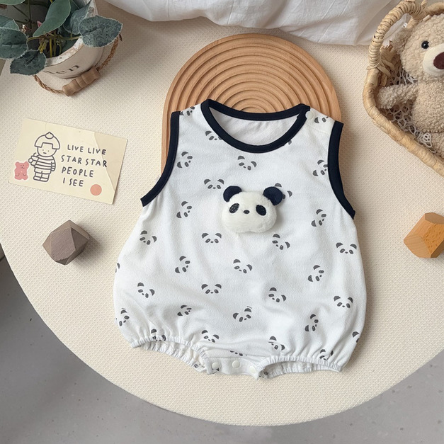 (缺貨)【BA683】日系立體熊貓無袖包屁衣(1色) (缺貨)【BA683】日系立體熊貓無袖包屁衣(1色)