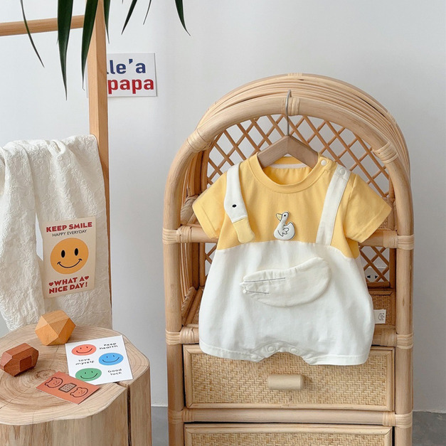 【BA680】日系立體小鴨短袖包屁衣(2色) 【BA680】日系立體小鴨短袖包屁衣(2色)