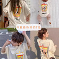 【F038】日系字母珍奶全家福親子短袖上衣(1色)_1 【F038】日系字母珍奶全家福親子短袖上衣(1色)_1