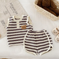 【BE007】日系大頭熊條紋兩件式無袖短褲套裝(4色)_3 【BE007】日系大頭熊條紋兩件式無袖短褲套裝(4色)_3