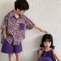 【BS199】韓版紫色海島風兄妹短袖洋裝套裝(1色)_4 【BS199】韓版紫色海島風兄妹短袖洋裝套裝(1色)_4