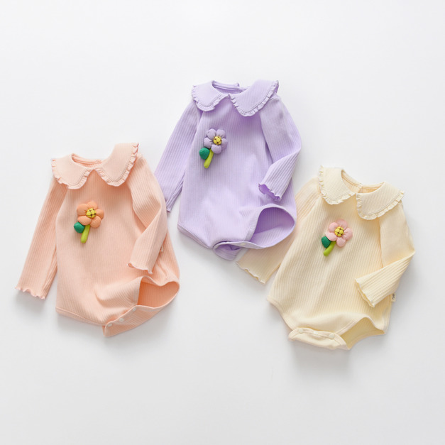 【BA815】韓版立體小花長袖包屁衣(3色) 【BA815】韓版立體小花長袖包屁衣(3色)