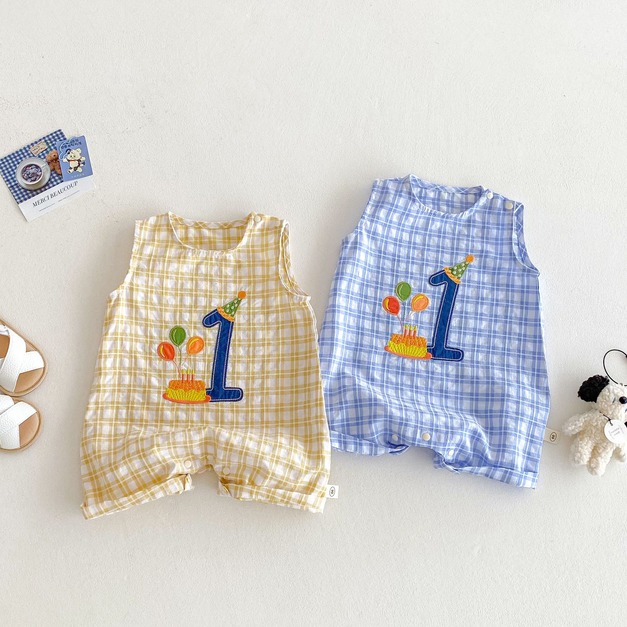 【BA389】韓版一歲生日快樂無袖連身衣(2色) 【BA389】韓版一歲生日快樂無袖連身衣(2色)