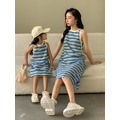 【F162】日系水藍條紋母女親子洋裝(1色)_1 【F162】日系水藍條紋母女親子洋裝(1色)_1