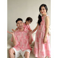 【F168】日系渡假粉色渲染全家福親子短袖襯衫洋裝(1色)_4 【F168】日系渡假粉色渲染全家福親子短袖襯衫洋裝(1色)_4